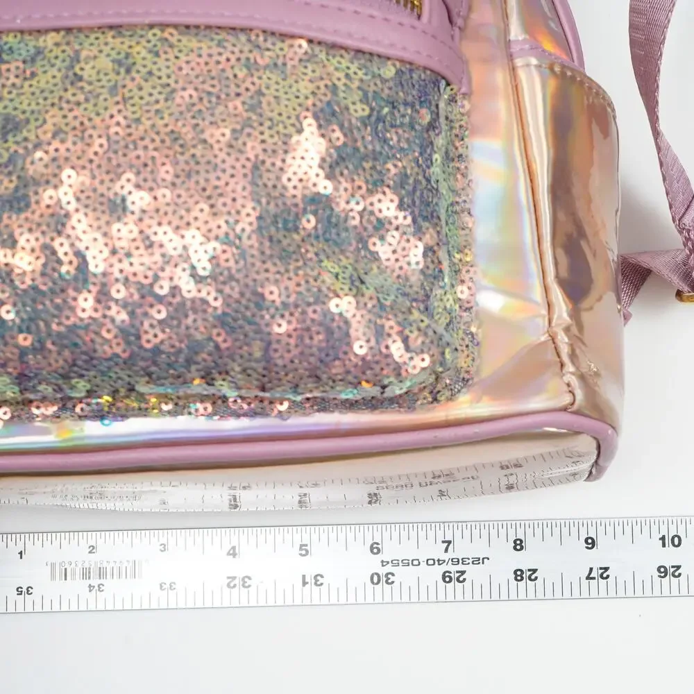 Disney Parks Loungefly Minnie Mouse Iridescent Sequin Mini Backpack Pink